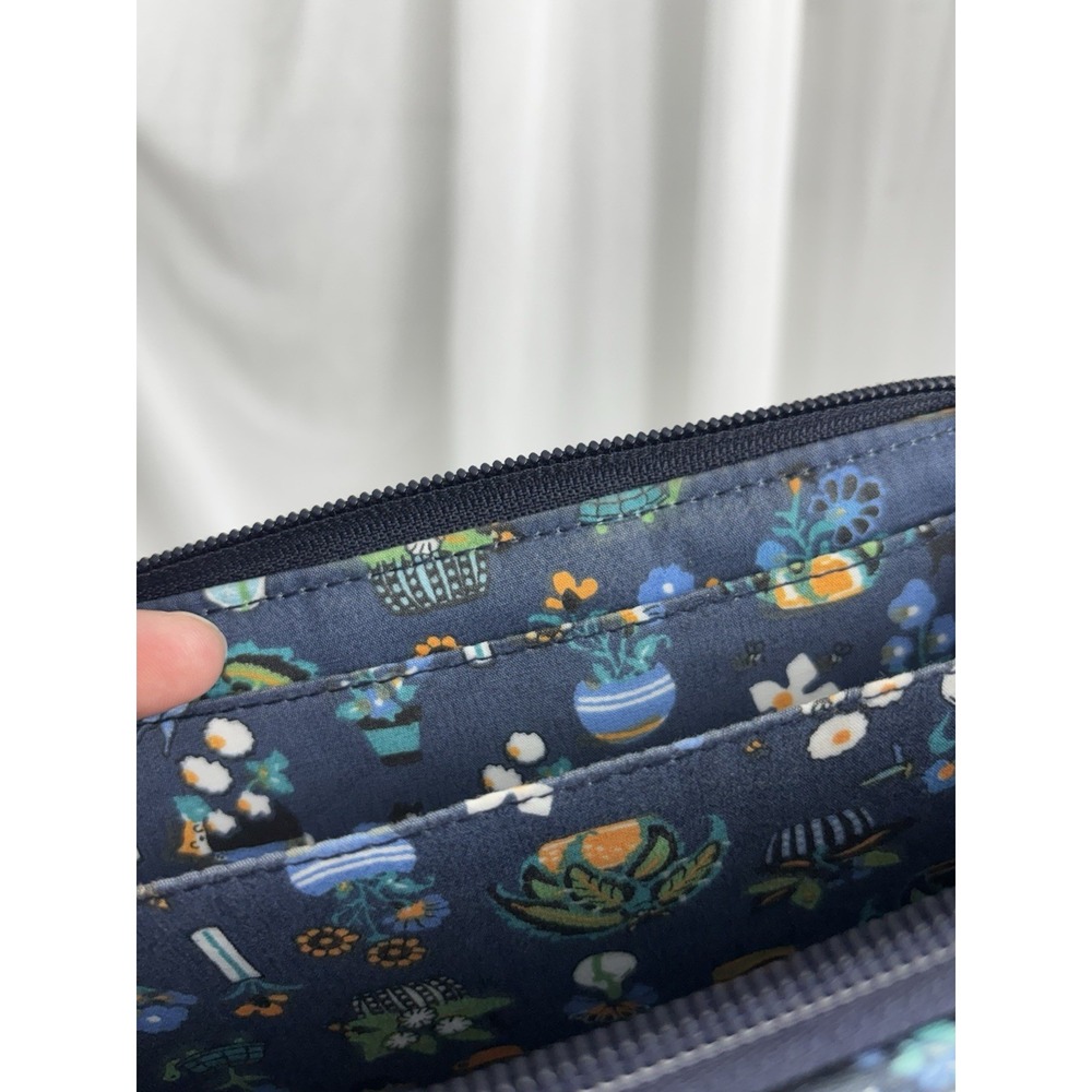 Vera Bradley Floral Zip Around Wallet in Navy Teal Green - Picture 7 of 9